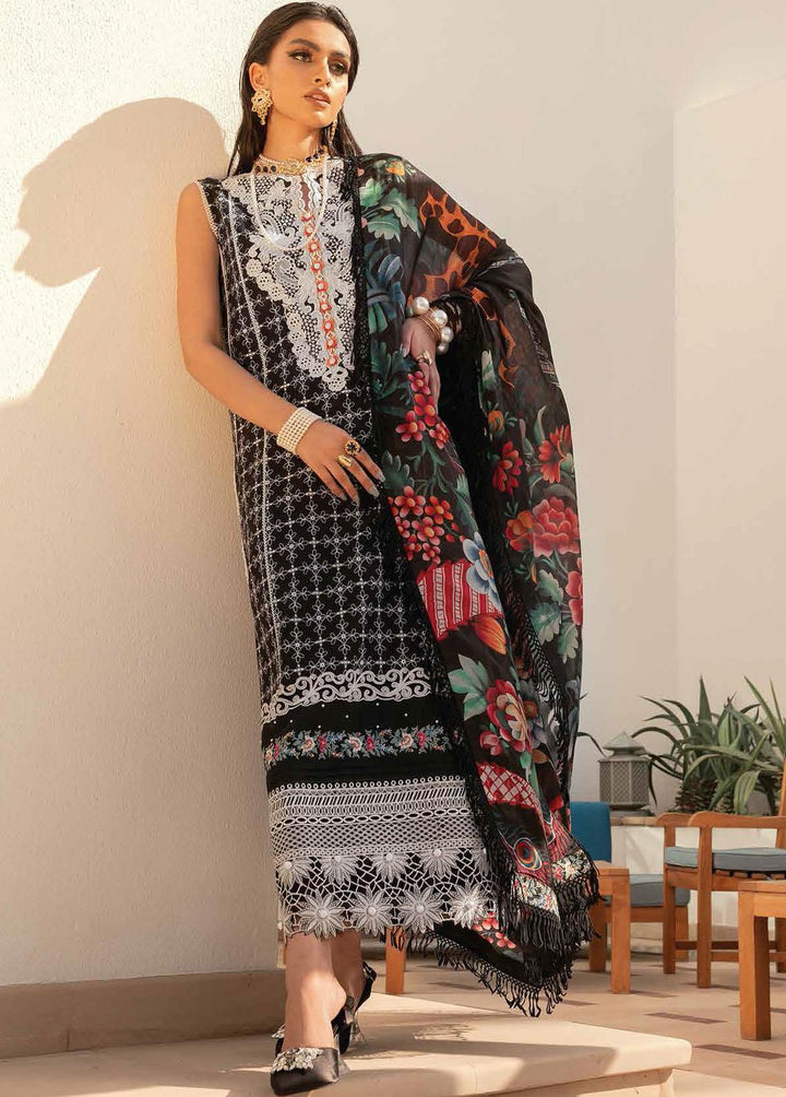Hemline By Mushq Embroidered Lawn Suits Unstitched 3 Piece MQ22SS HM22-08B Dark Noir - Spring / Summer Collection