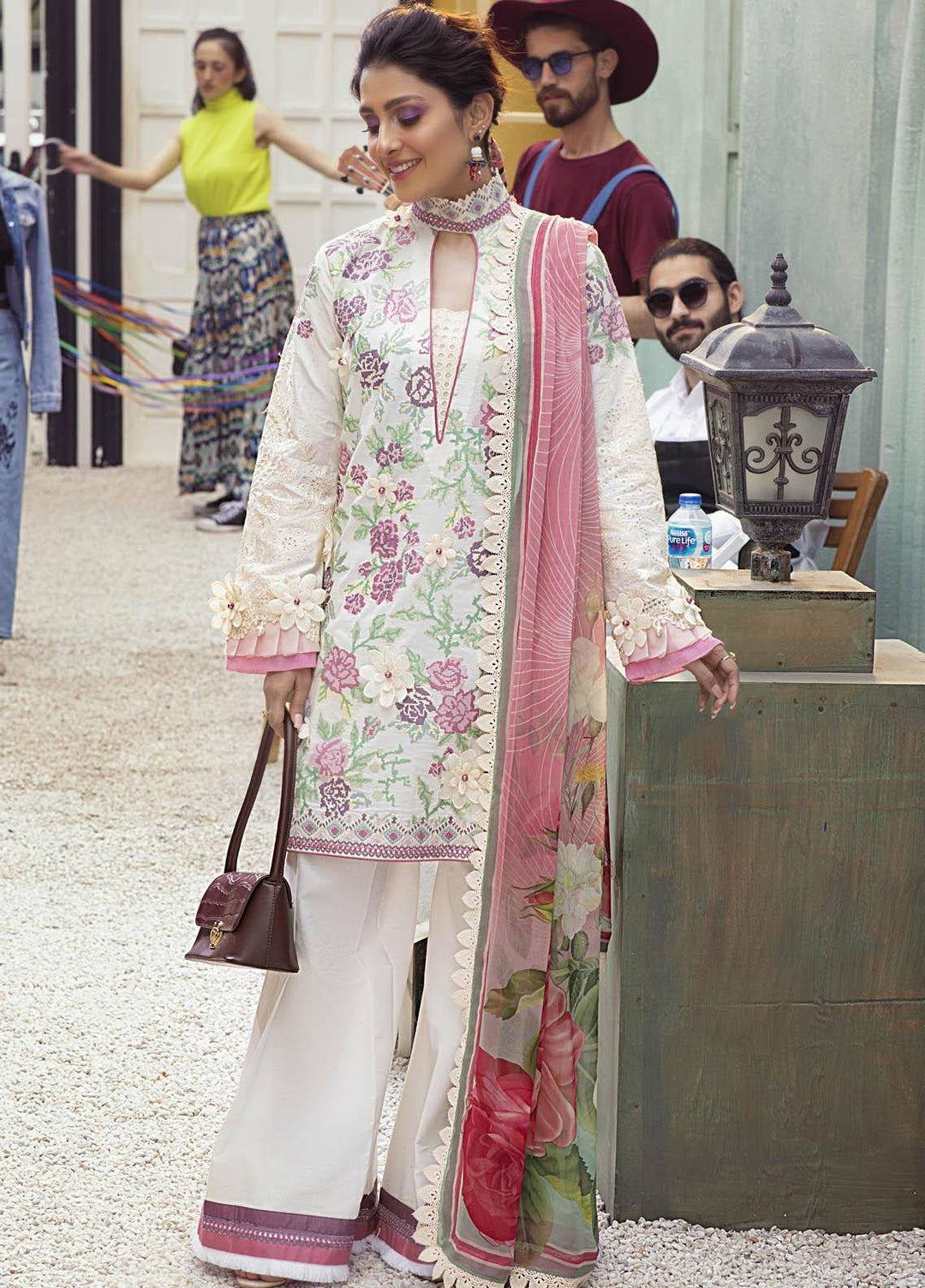 Mushq Embroidered Lawn Suits Unstitched 3 Piece MQ21L MML-03 Tea Rose - Spring Summer Collection