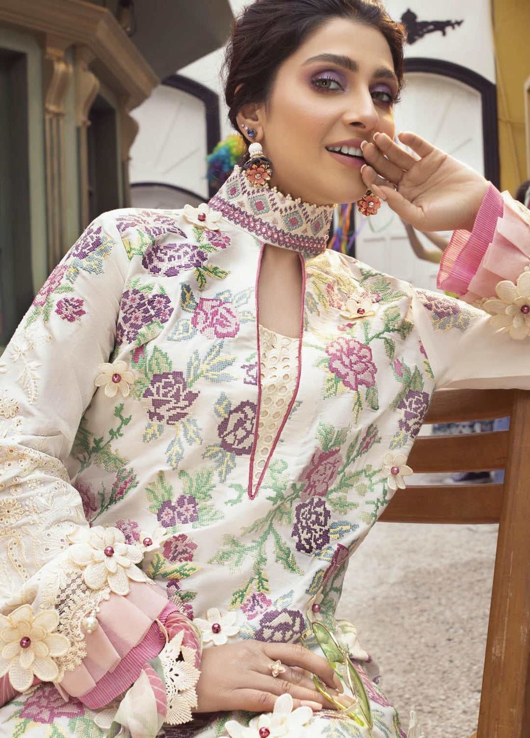 Mushq Embroidered Lawn Suits Unstitched 3 Piece MQ21L MML-03 Tea Rose - Spring Summer Collection
