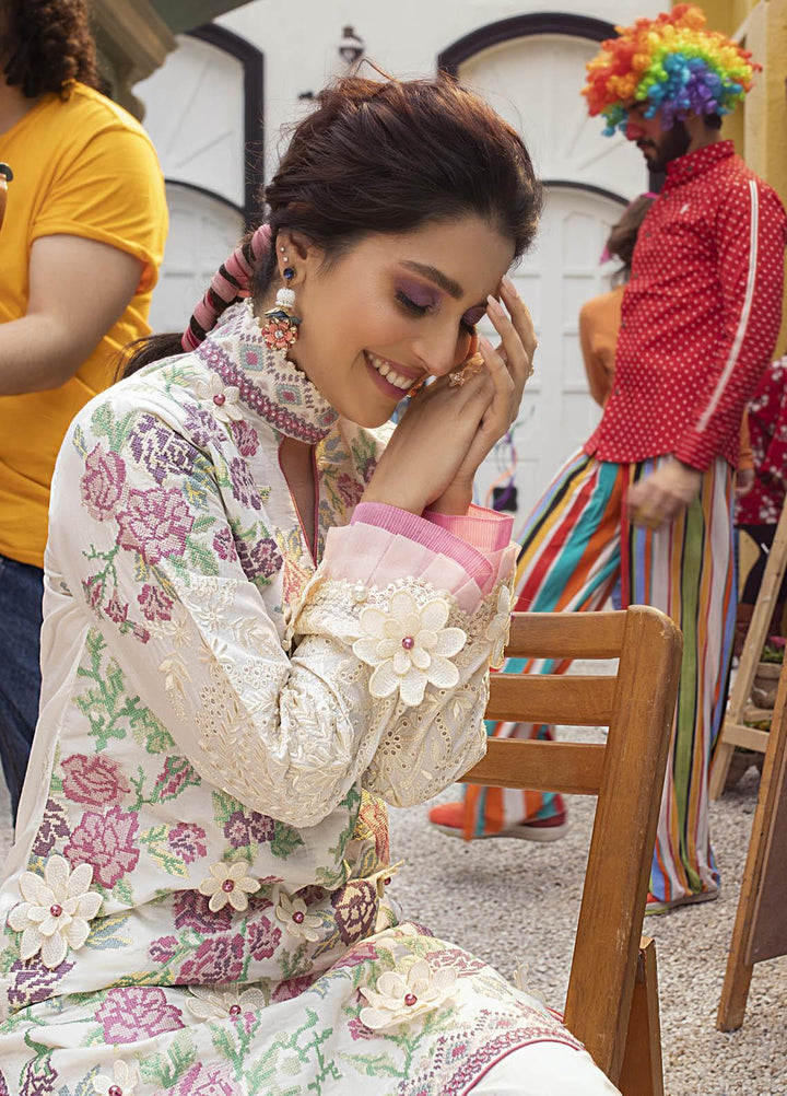 Mushq Embroidered Lawn Suits Unstitched 3 Piece MQ21L MML-03 Tea Rose - Spring Summer Collection