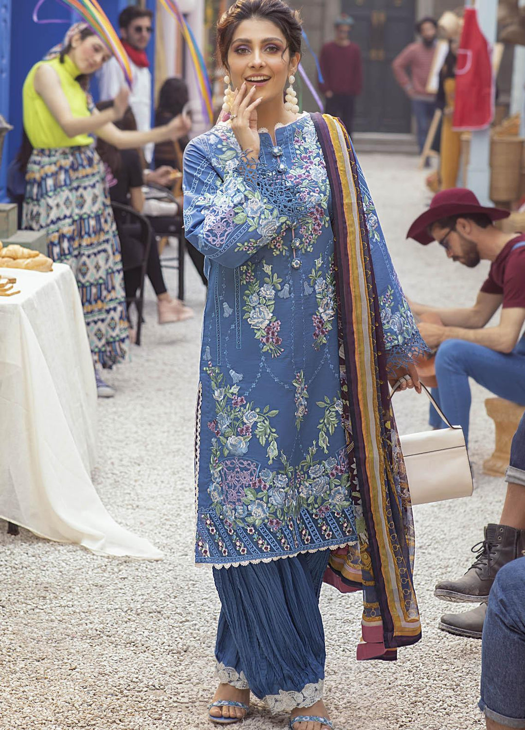 Mushq Embroidered Lawn Suits Unstitched 3 Piece MQ21L MML-10 Blue Heaven - Spring Summer Collection