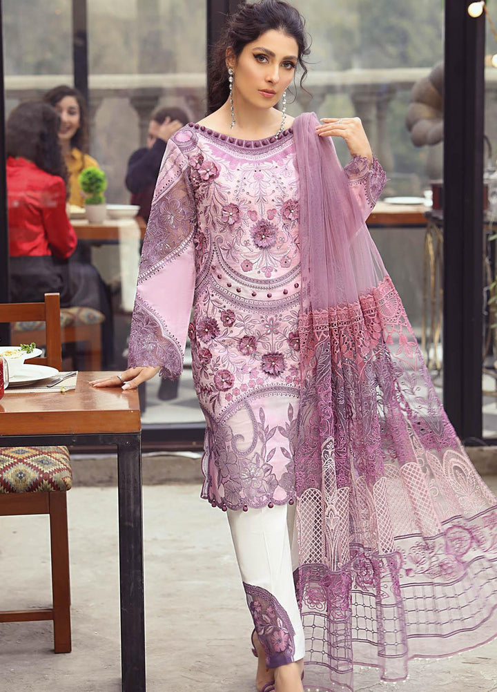 Mushq Embroidered Lawn Suits Unstitched 3 Piece MQ21L MML-13 Mauve Orchid - Spring Summer Collection