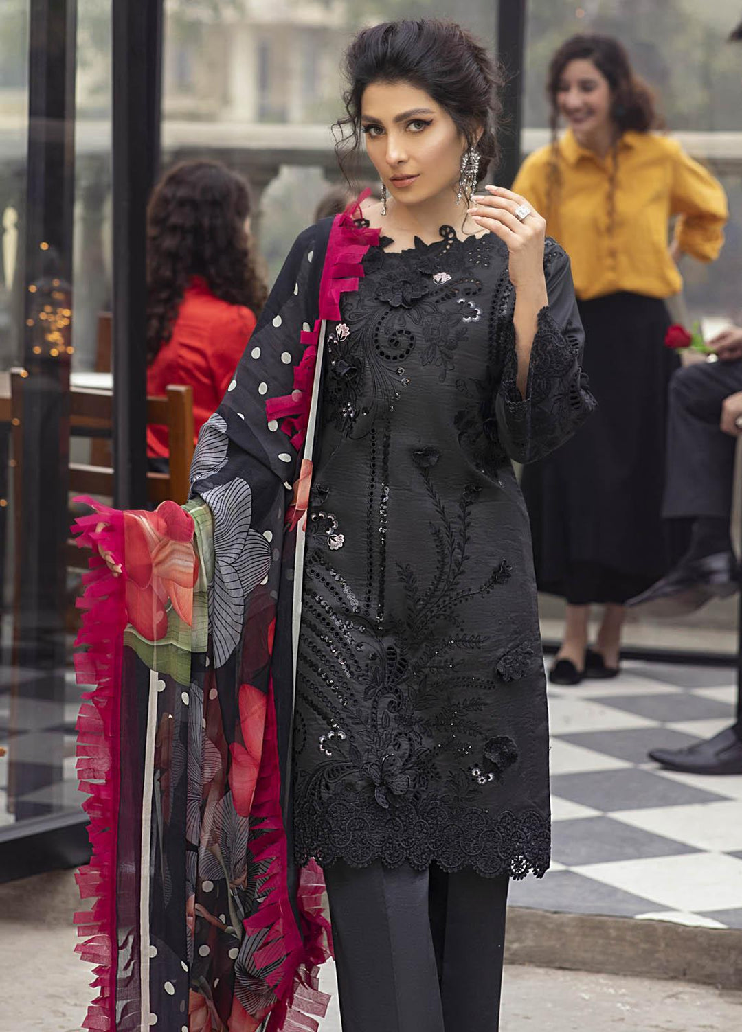 Mushq Embroidered Lawn Suits Unstitched 3 Piece MQ21L MML-14 Moonless Night - Spring Summer Collection