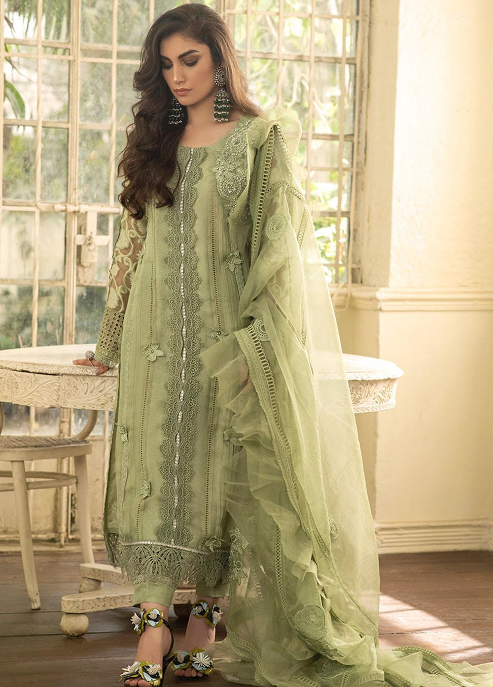 Mushq Embroidered Organza Stitched Kurti DREAMY MEADOW