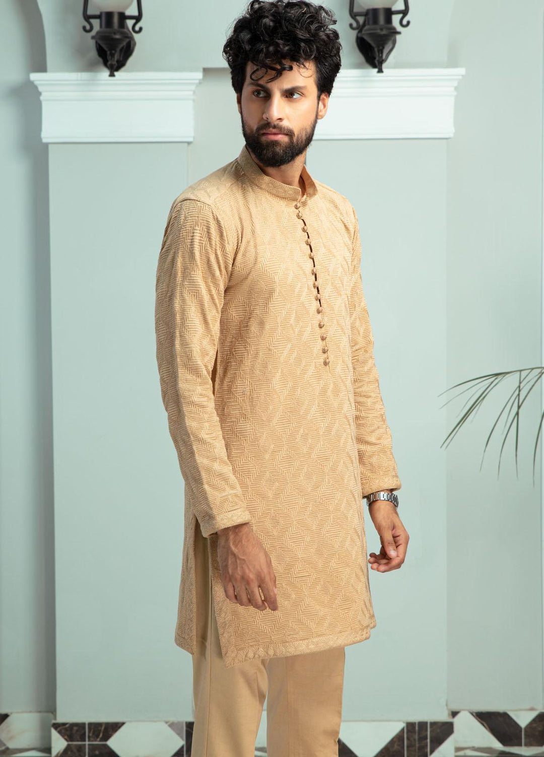 Mushq Cotton Festive Kurta for Men -  CORNSILK (K)