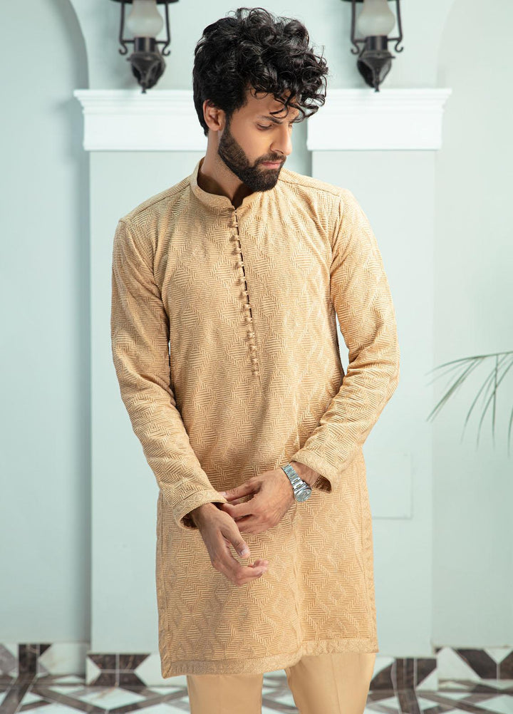 Mushq Cotton Festive Kurta for Men -  CORNSILK (K)