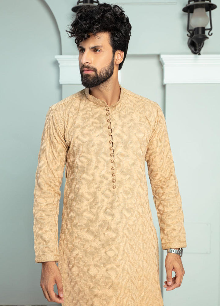 Mushq Cotton Festive Kurta for Men -  CORNSILK (K)