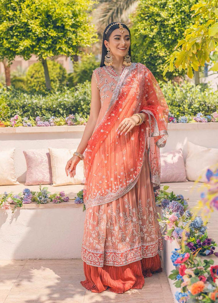 Mushq Embroidered Chiffon Suits Unstitched 3 Piece MQ22WD MSQ 22 - 05 Porcelain Rose - Wedding Collection