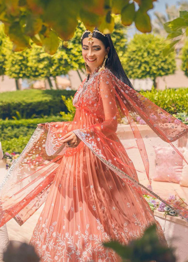 Mushq Embroidered Chiffon Suits Unstitched 3 Piece MQ22WD MSQ 22 - 05 Porcelain Rose - Wedding Collection
