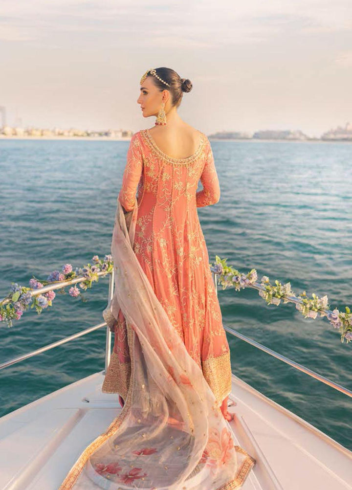 Mushq Embroidered Chiffon Suits Unstitched 3 Piece MQ22WD MSQ 22 - 10 Coral Almond - Wedding Collection