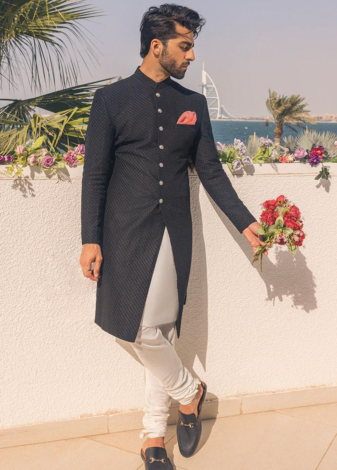 Mushq Raw Silk Formal Sherwani for Men -  MLM22-03 KAVEH