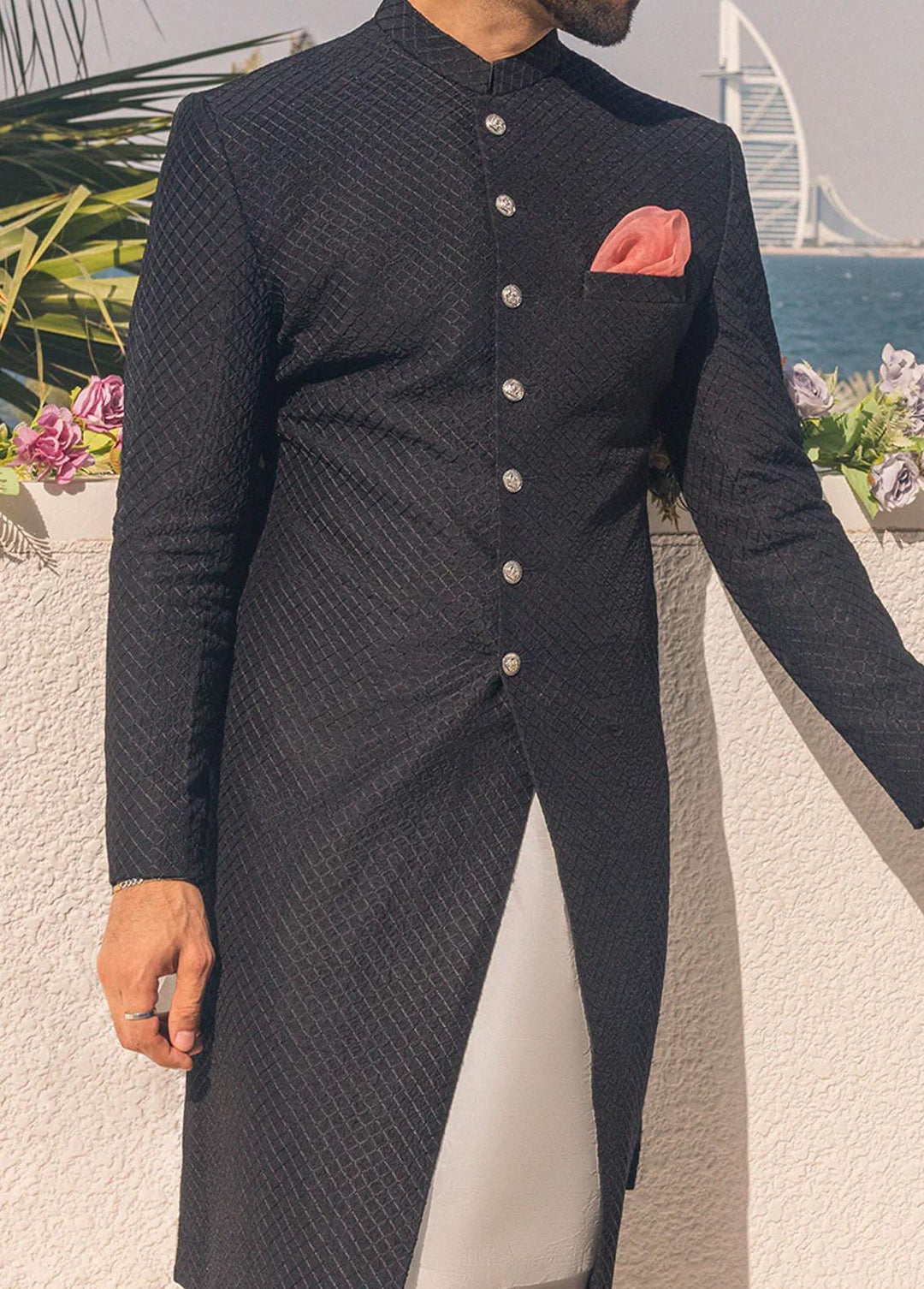 Mushq Raw Silk Formal Sherwani for Men -  MLM22-03 KAVEH