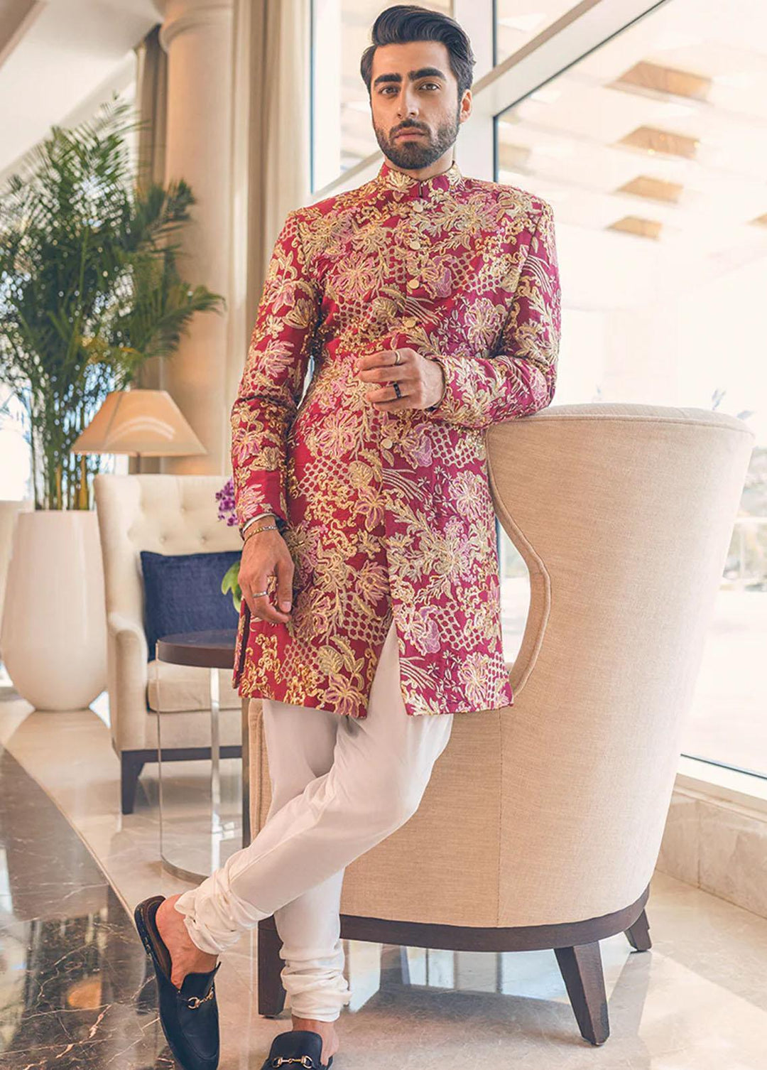 Mushq Raw Silk Formal Sherwani for Men -  MLM22-07 MEHRDAD