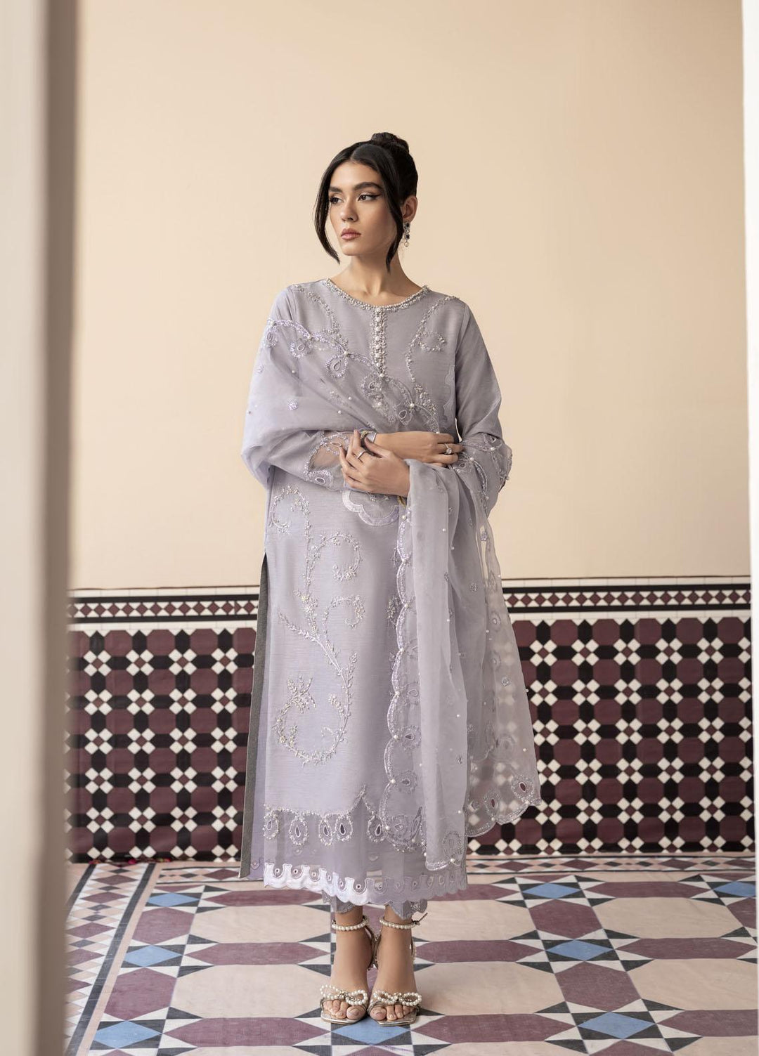 Mushq Luxury Pret  Raw Silk 3 Piece Suit MQ23CS MSP23-03 SIMONE