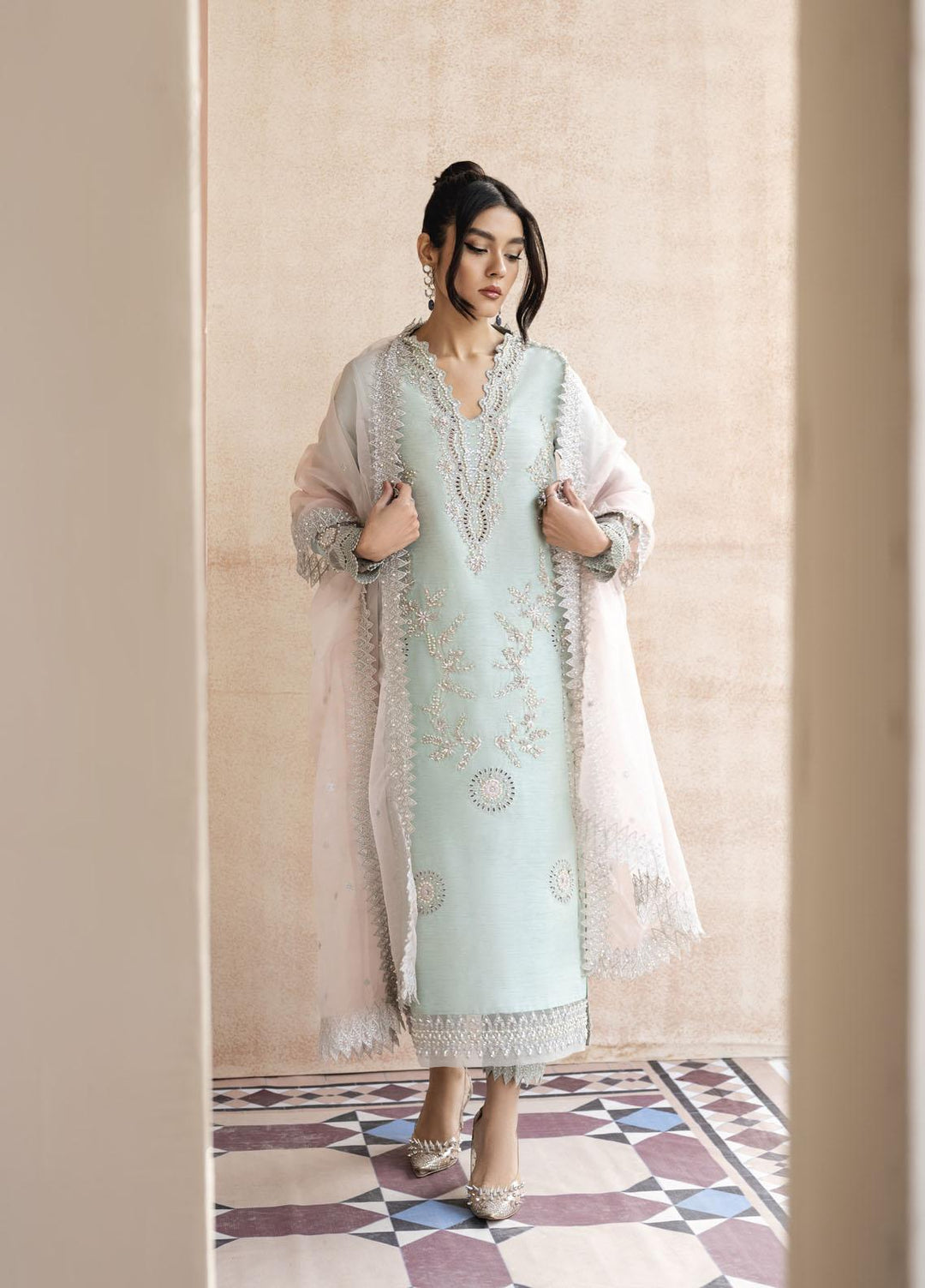 Mushq Luxury Pret  Raw Silk 3 Piece Suit MQ23CS MSP23-05 ALIZE