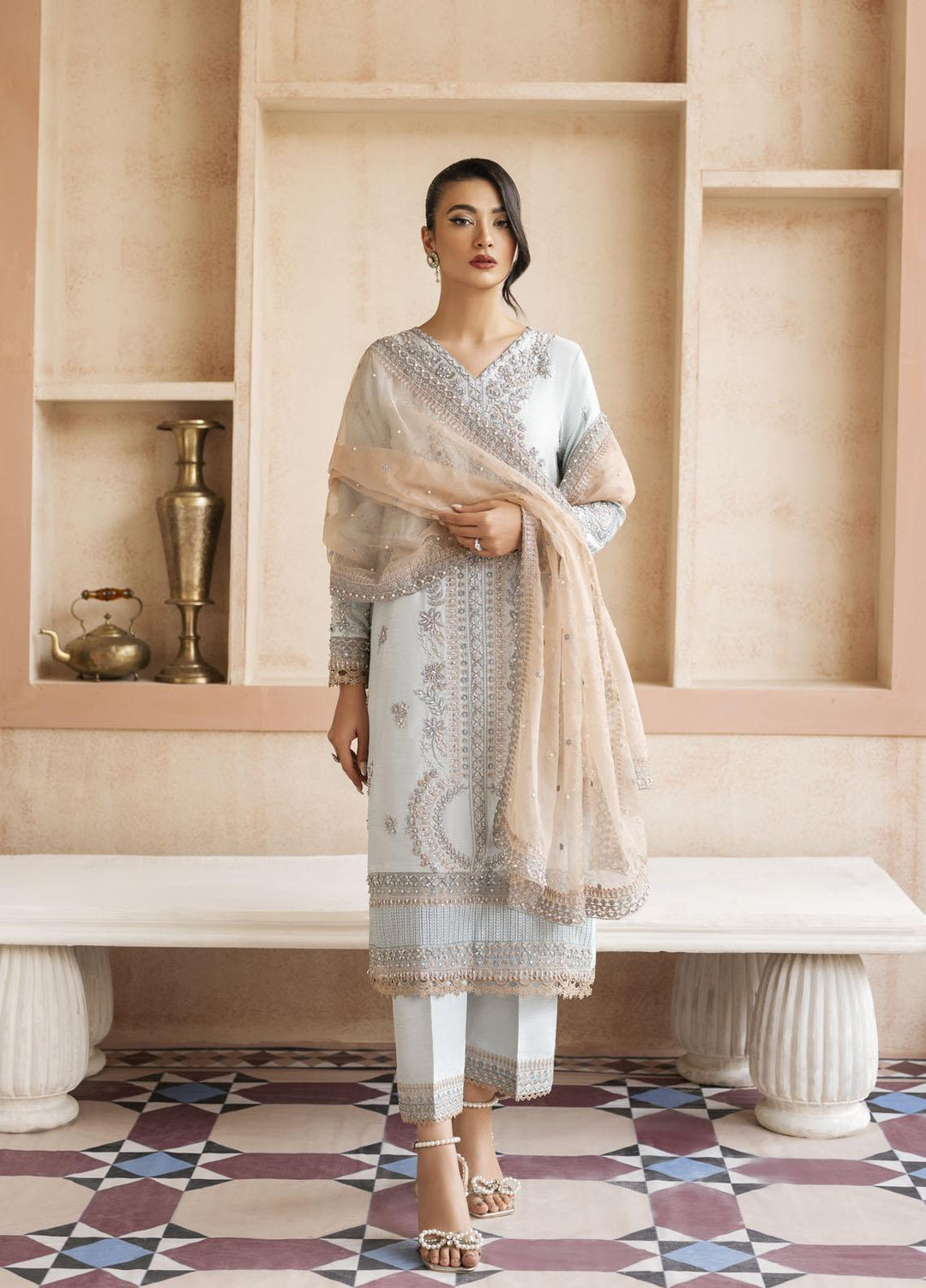 Mushq Luxury Pret  Raw Silk 3 Piece Suit MQ23CS MSP23-06 AURDEY
