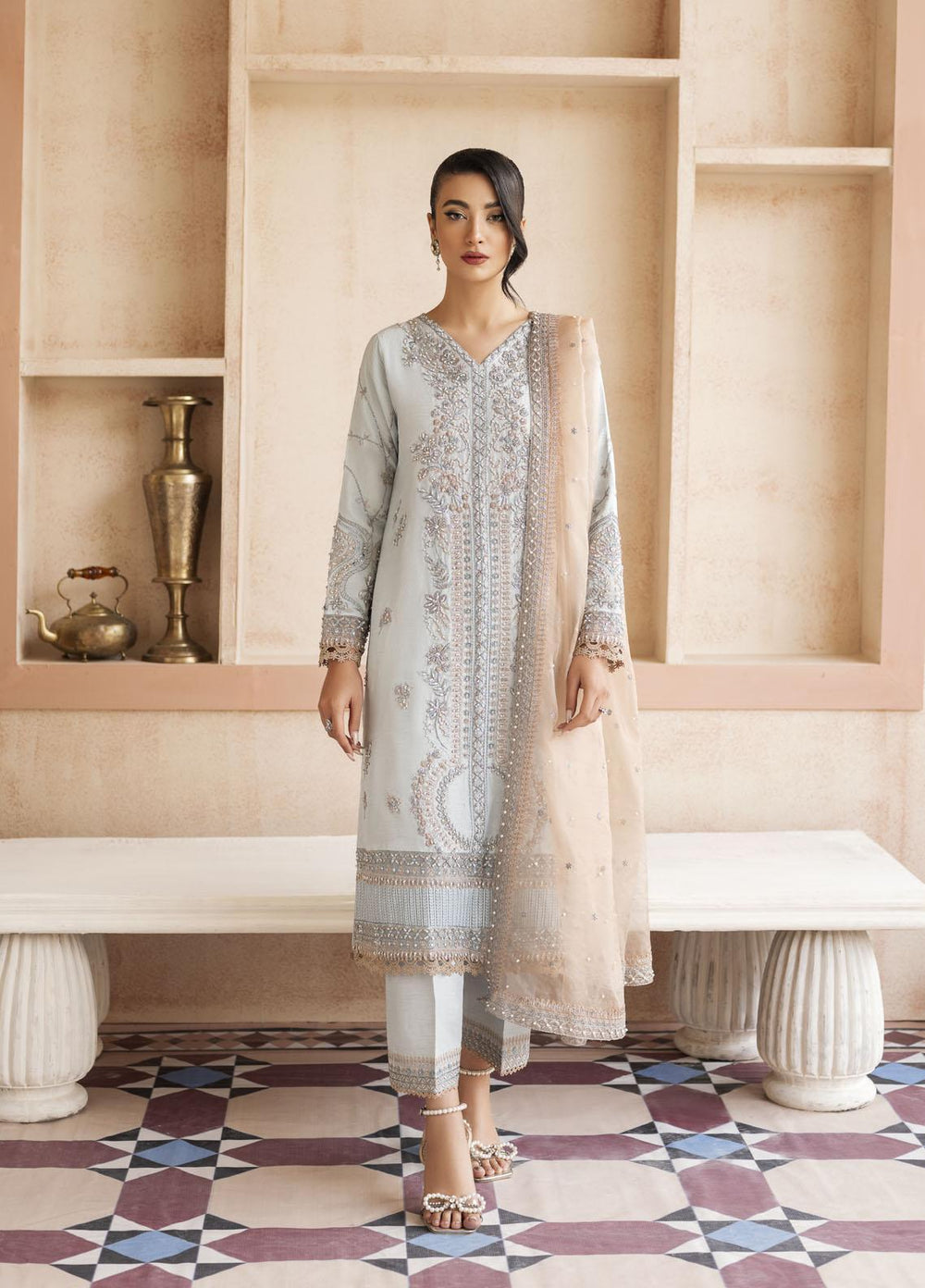 Mushq Luxury Pret  Raw Silk 3 Piece Suit MQ23CS MSP23-06 AURDEY