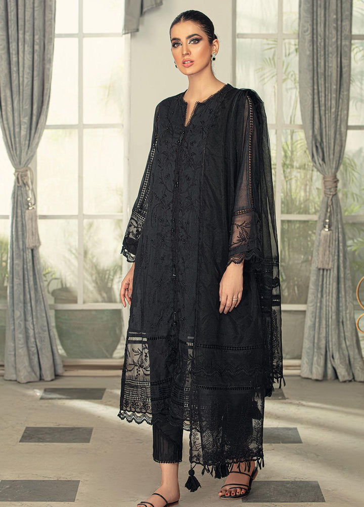 Mushq Pret Formal Khaddi Net 3 piece Suit MQ21M 04 Black Rose