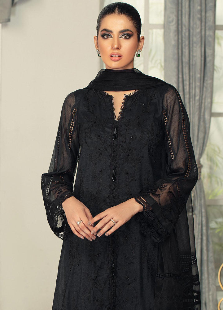 Mushq Pret Formal Khaddi Net 3 piece Suit MQ21M 04 Black Rose