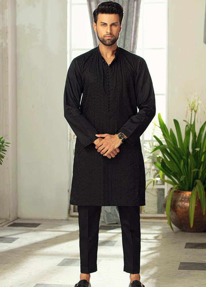 Mushq Cotton Embroidered Kurtas for Men - Black MQ21MM 01 After Dark