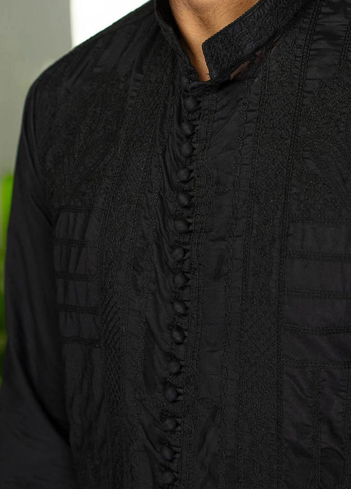 Mushq Cotton Embroidered Kurtas for Men - Black MQ21MM 01 After Dark
