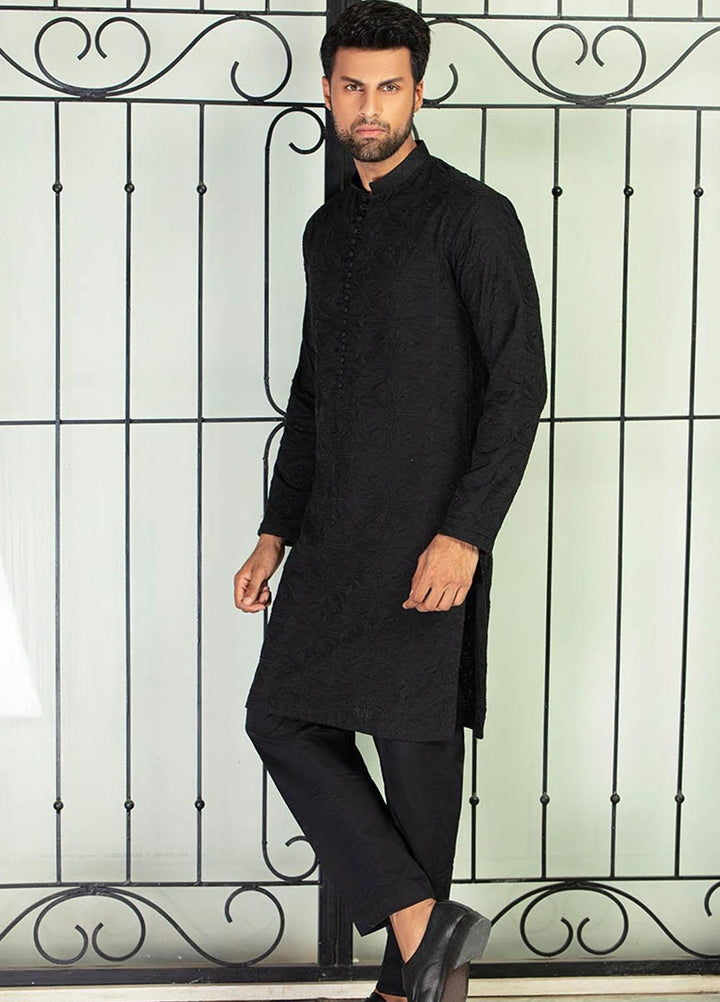Mushq Cotton Embroidered Men Kurtas - Black MQ21MM 02 Caviar