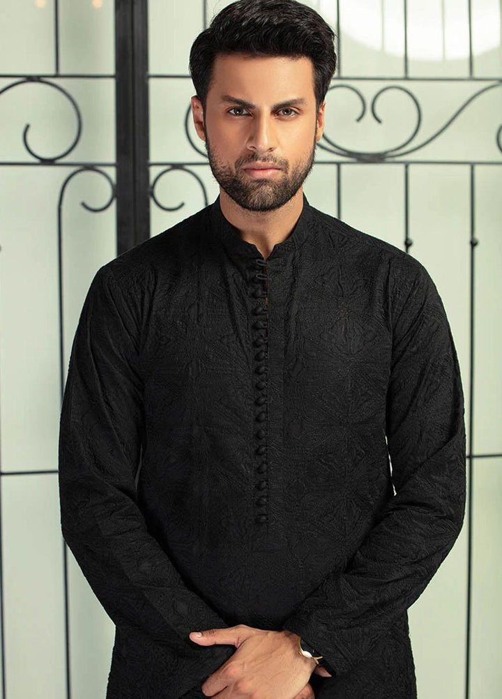 Mushq Cotton Embroidered Men Kurtas - Black MQ21MM 02 Caviar