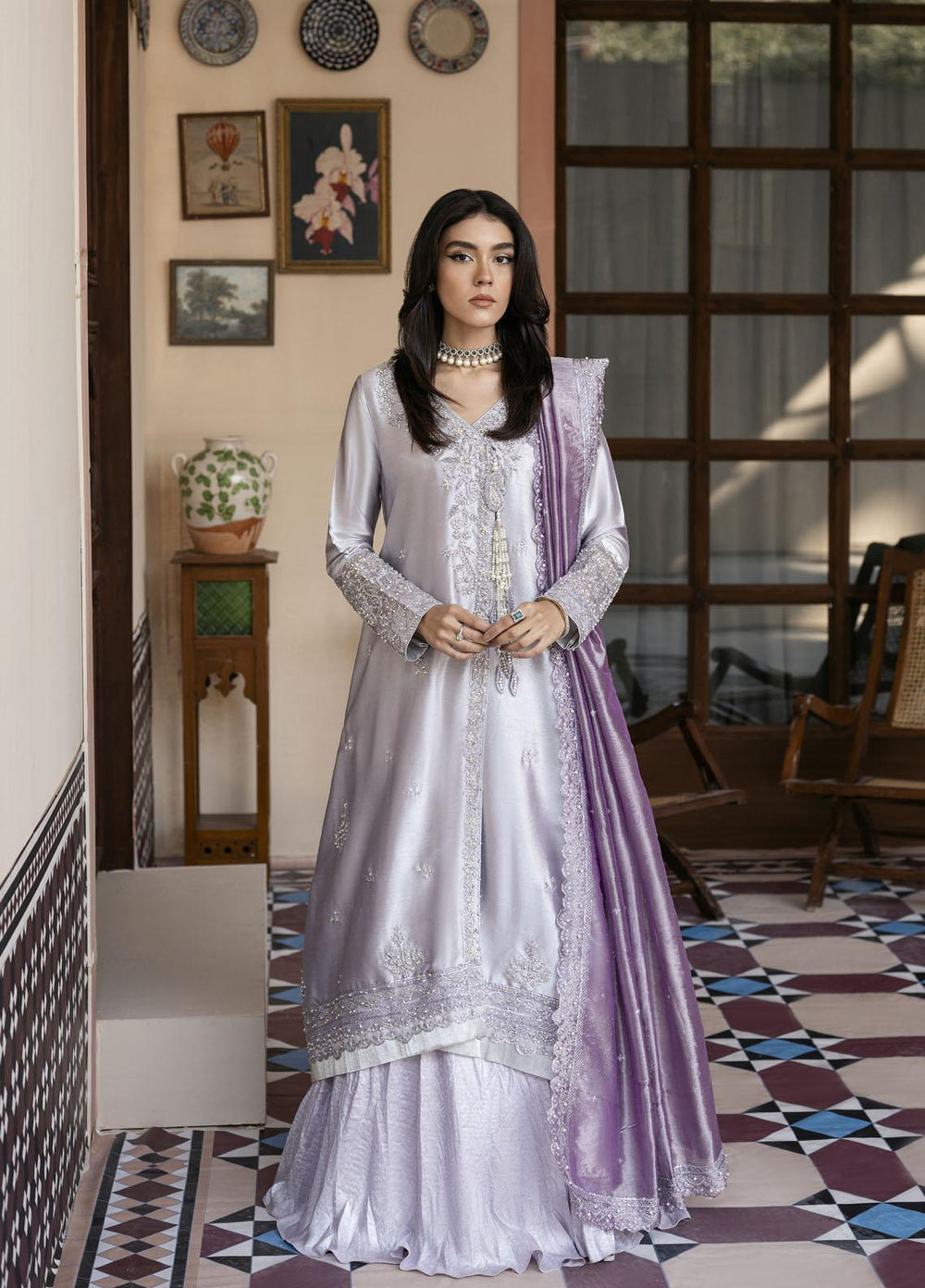 Mushq Luxury Pret Embroidered Tissue Silk 3 Piece Dress MQ22SN MSP22-01 Fareeda