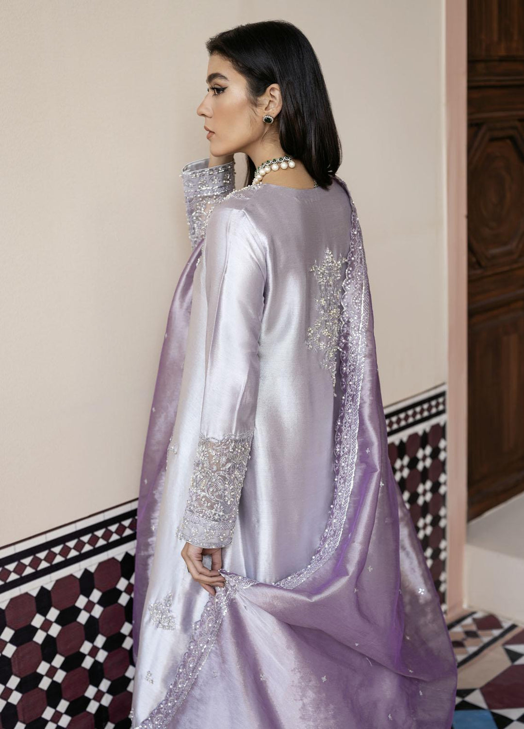 Mushq Luxury Pret Embroidered Tissue Silk 3 Piece Dress MQ22SN MSP22-01 Fareeda