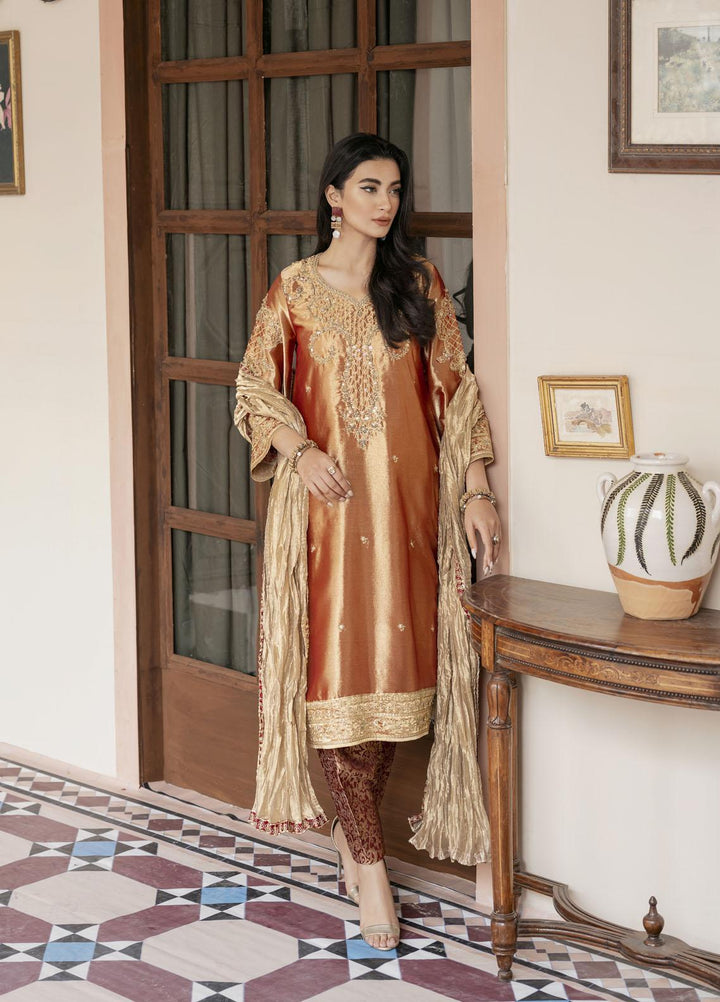 Mushq Luxury Pret Embroidered Tissue Silk 3 Piece Dress MQ22SN MSP22-02 Gul