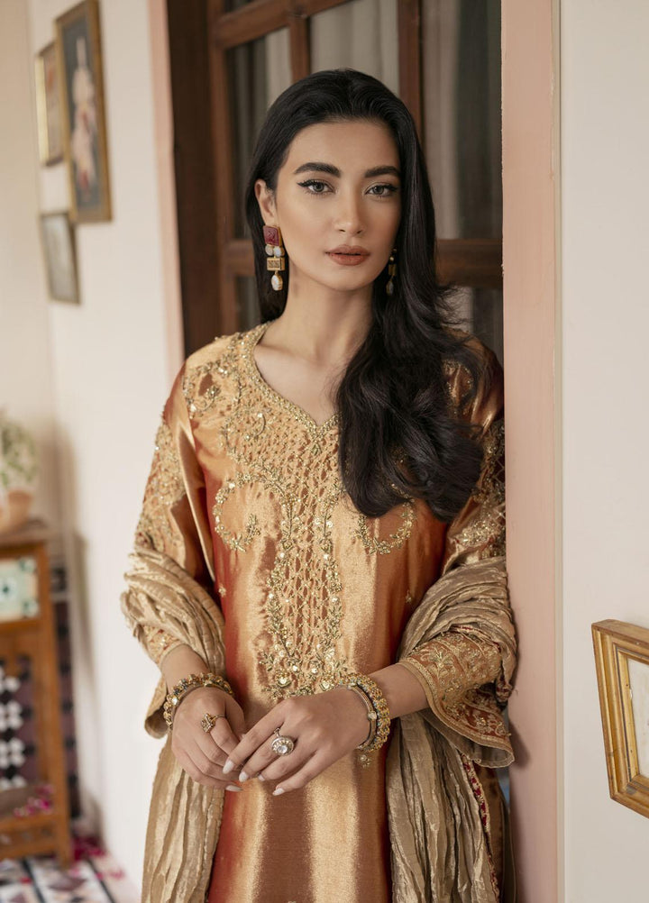 Mushq Luxury Pret Embroidered Tissue Silk 3 Piece Dress MQ22SN MSP22-02 Gul