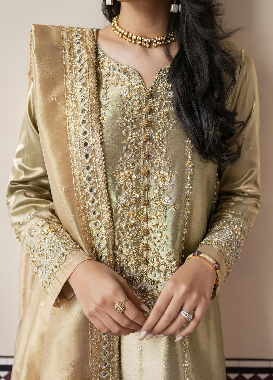 Mushq Luxury Pret Embroidered Tissue Silk 3 Piece Dress MQ22SN MSP22-04 Soraya