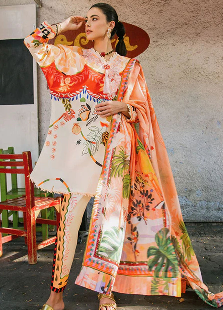 Mushq Printed Lawn Suits Unstitched 3 Piece MQ25LD2D 1-A Melberry Tree - Summer Collection