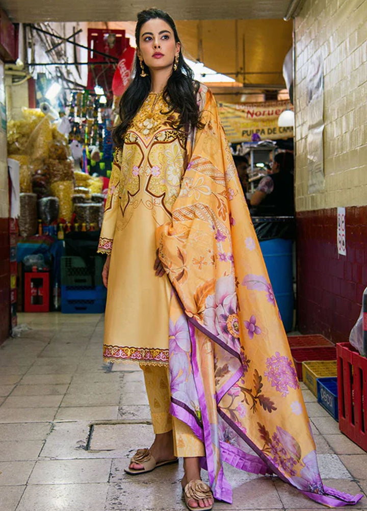 Mushq Printed Lawn Suits Unstitched 3 Piece MQ25LD2D 3-A Blossing Almound - Summer Collection