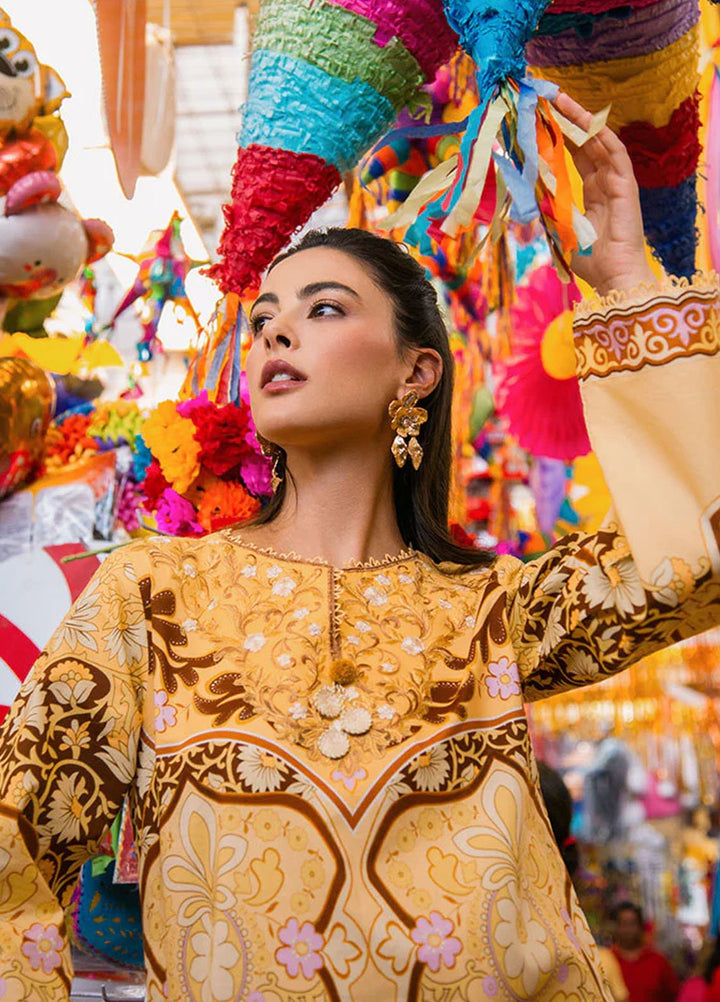 Mushq Printed Lawn Suits Unstitched 3 Piece MQ25LD2D 3-A Blossing Almound - Summer Collection