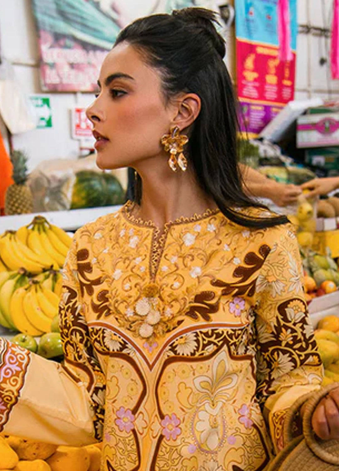 Mushq Printed Lawn Suits Unstitched 3 Piece MQ25LD2D 3-A Blossing Almound - Summer Collection