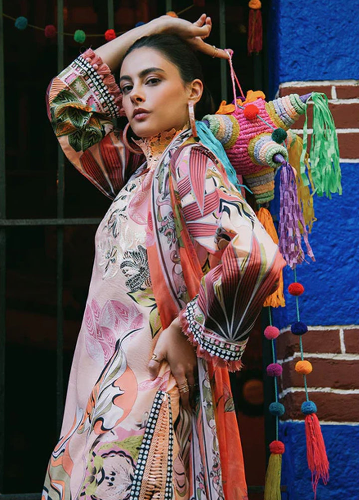 Mushq Printed Lawn Suits Unstitched 3 Piece MQ25LD2D 4-A Peach Poppies - Summer Collection