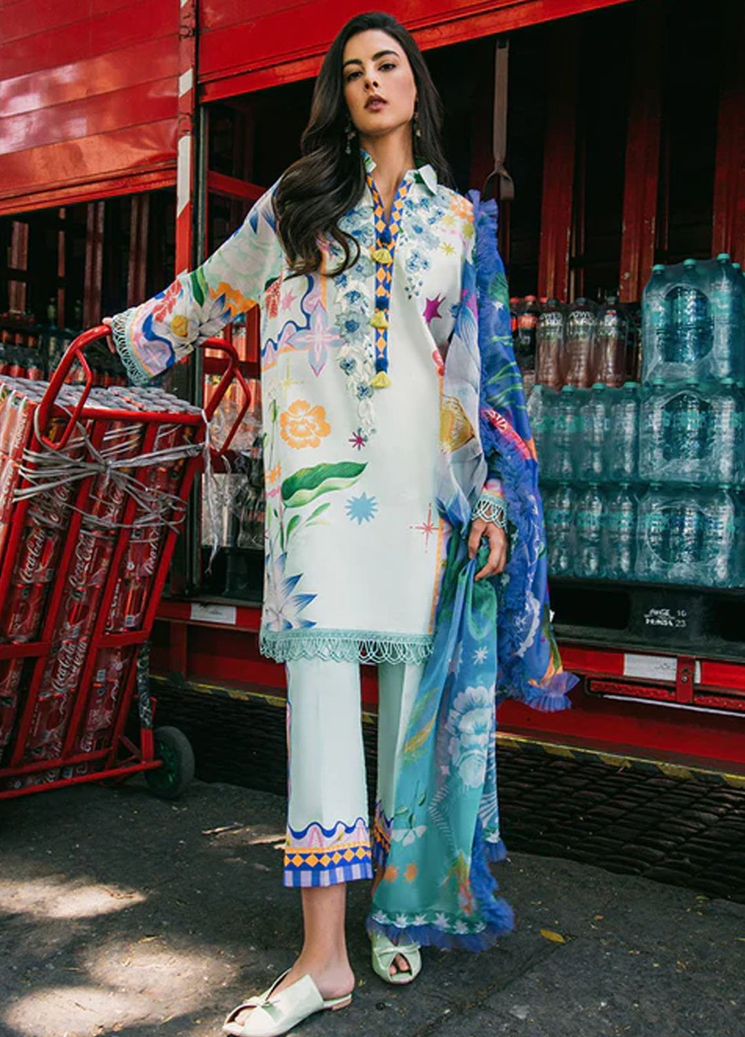 Mushq Printed Lawn Suits Unstitched 3 Piece MQ25LD2D 5-B Flaming Roses - Summer Collection