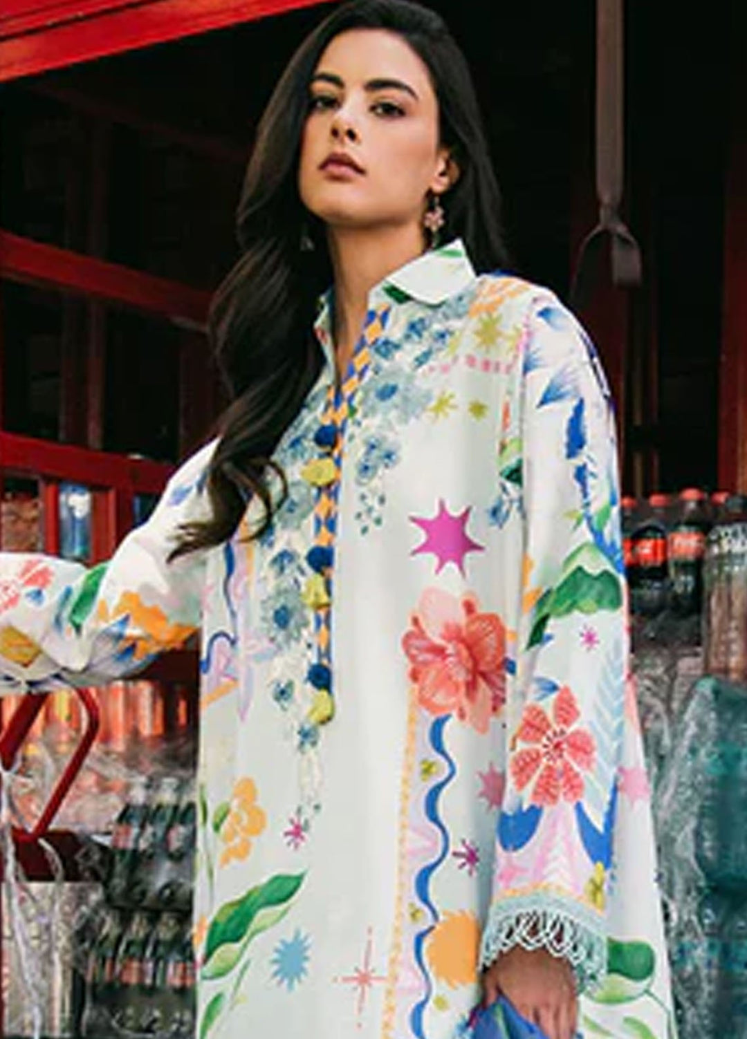 Mushq Printed Lawn Suits Unstitched 3 Piece MQ25LD2D 5-B Flaming Roses - Summer Collection