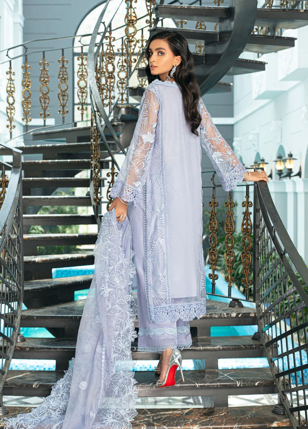 Mushq Luxury Pret Embroidered Organza Shirt Spinel