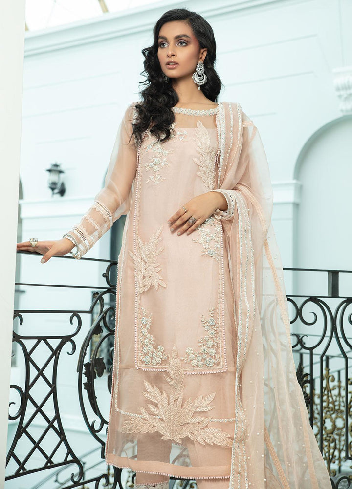 Mushq Luxury Pret Embroidered Organza Shirt Garnet