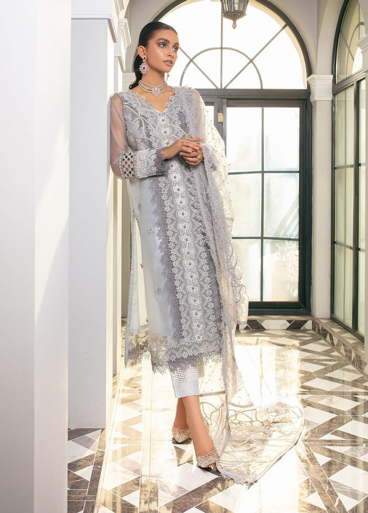 Mushq Luxury Pret Embroidered Organza Shirt Snowflake