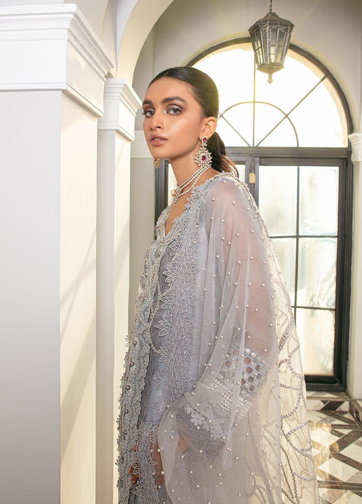 Mushq Luxury Pret Embroidered Organza Shirt Snowflake
