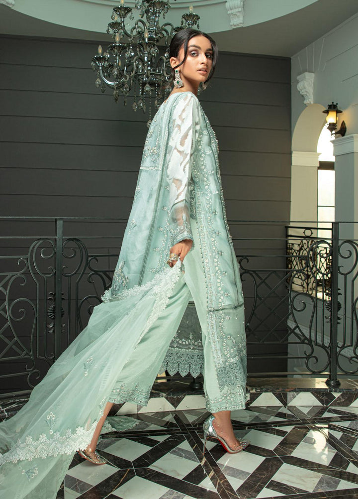 Mushq Luxury Pret Embroidered Organza Shirt Azurite