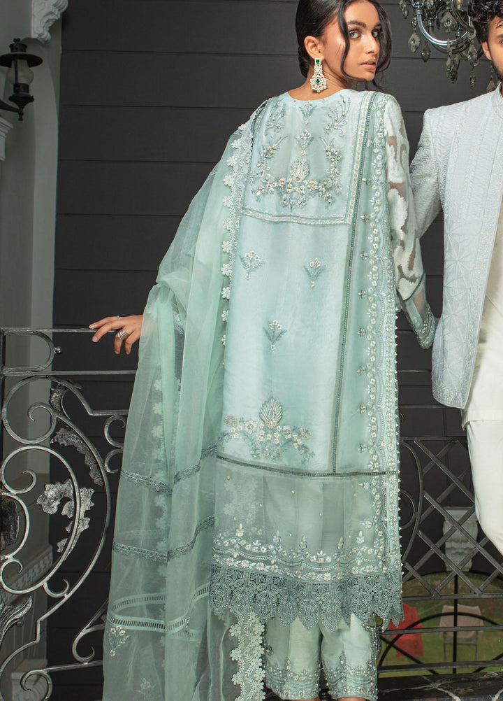 Mushq Luxury Pret Embroidered Organza Shirt Azurite