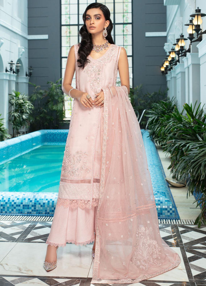 Mushq Luxury Pret Embroidered Organza Shirt Morganite