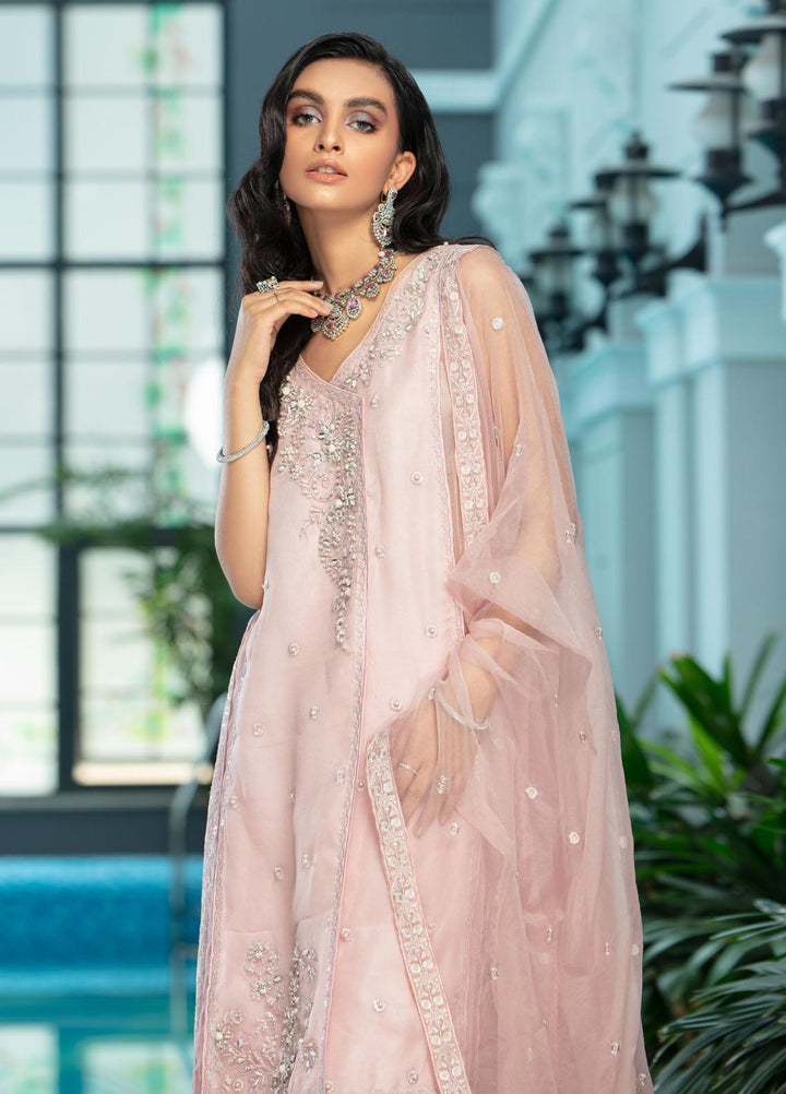 Mushq Luxury Pret Embroidered Organza Shirt Morganite