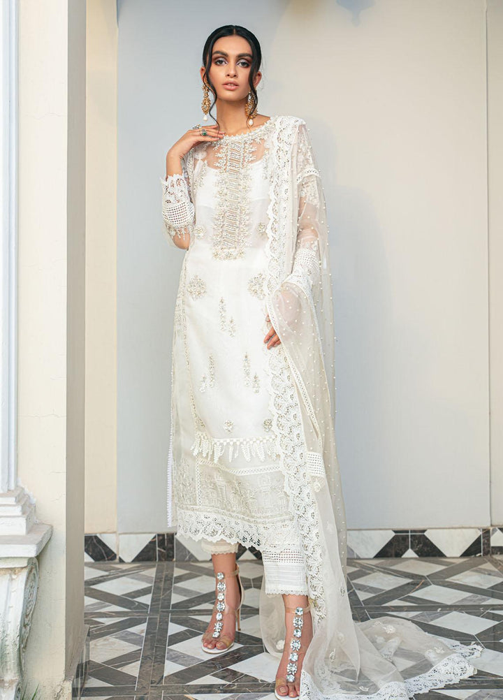 Mushq Luxury Pret Embroidered Organza Shirt Moonstone