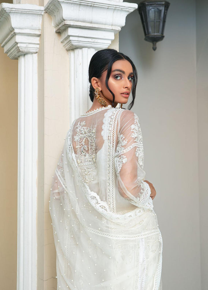 Mushq Luxury Pret Embroidered Organza Shirt Moonstone