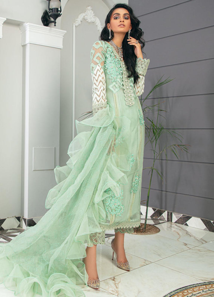 Mushq Luxury Pret Embroidered Organza Shirt Chalcedony
